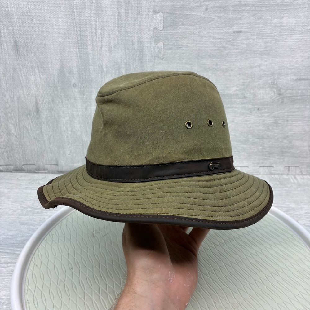 Outback Trading Co Madison River Hat Mens Medium Green Oilskin Cotton 1462